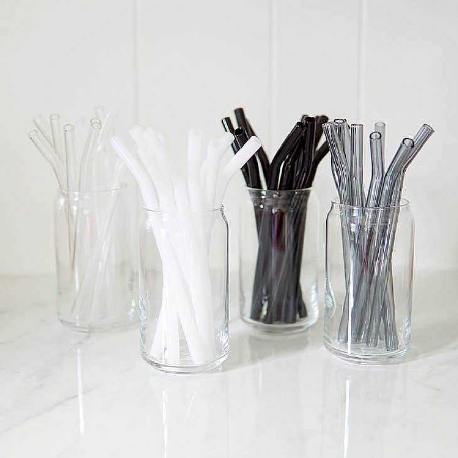 Kitchen Relish Decor | Grey Bent Glass Straw