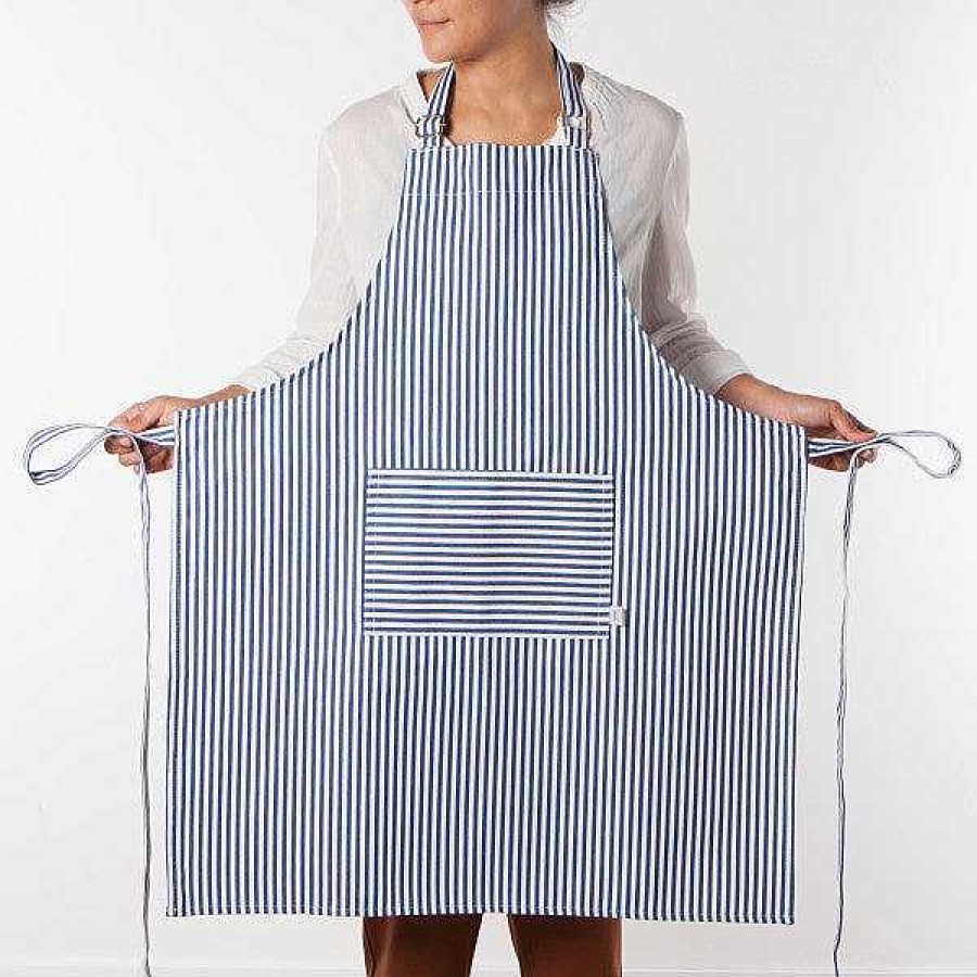 Kitchen Relish Decor | Chef Apron - Pinstripe Blue