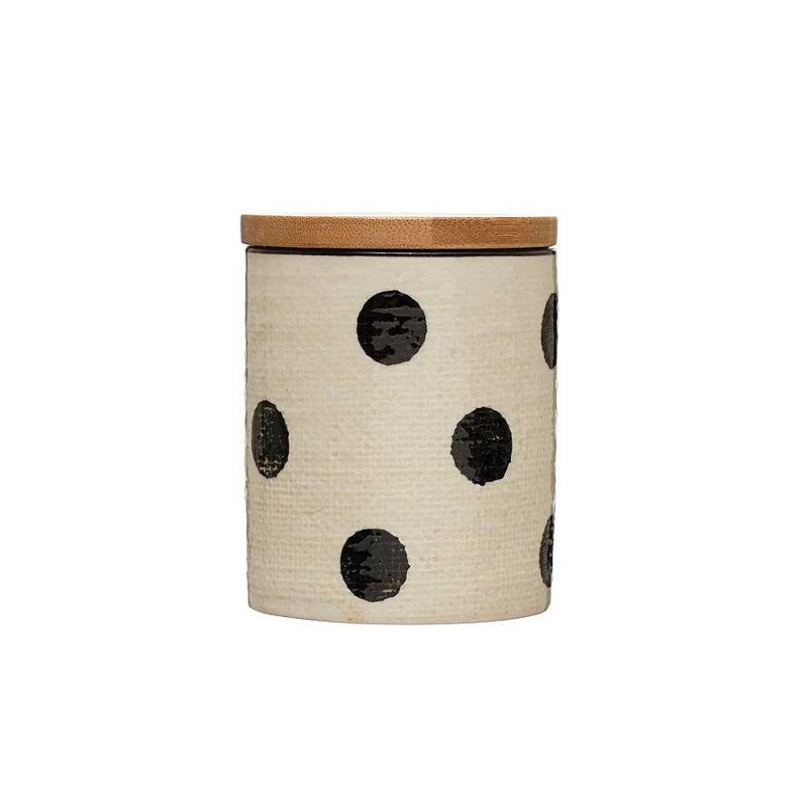 Kitchen Relish Decor | Stoneware Canister - Dots