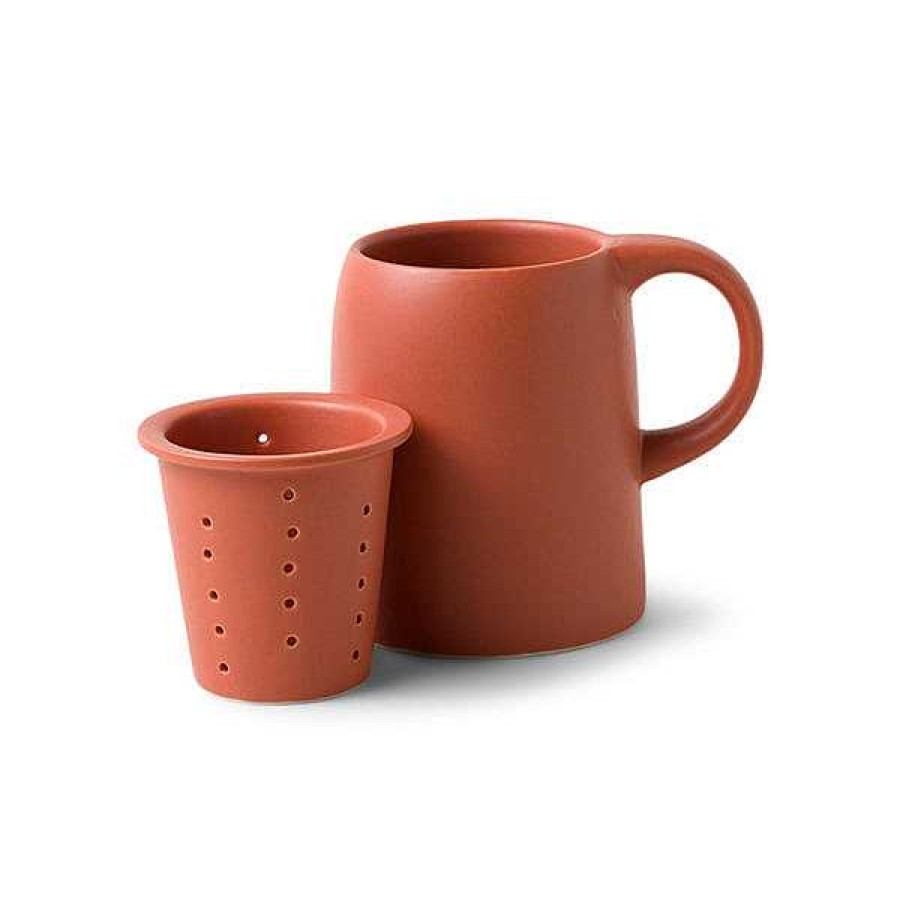 Kitchen Relish Decor | Ceramic Tea Infuser Mug - Terracotta