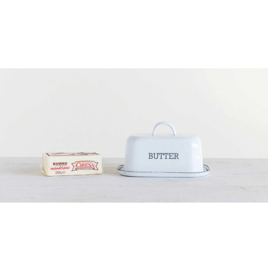 Kitchen Relish Decor | Enamel Butter Dish