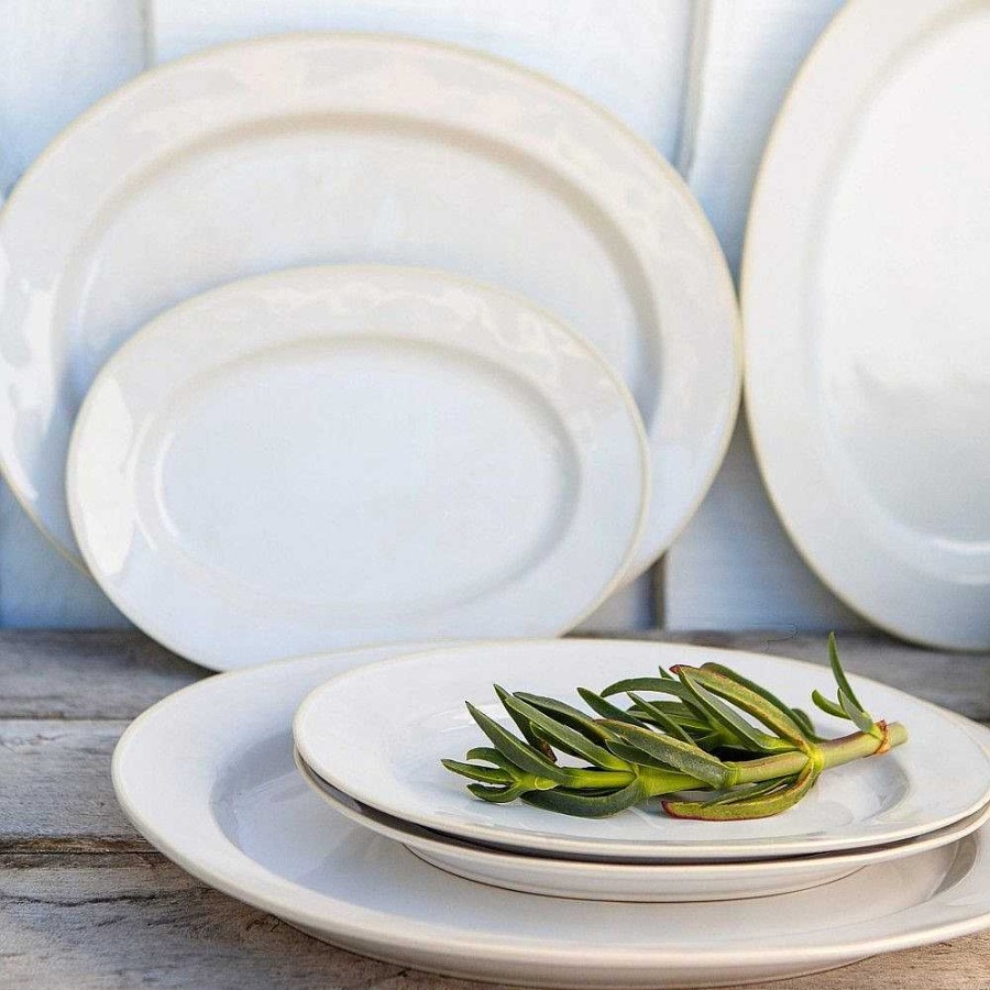 Table Relish Decor | Beja Medium Oval Platter - White Cream