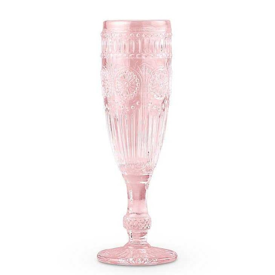 Table Relish Decor | Pressed Glass Champagne Flute - Pink