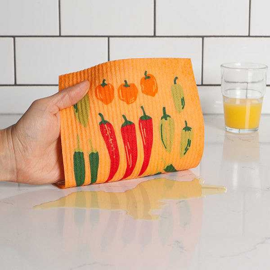 Kitchen Relish Decor | Swedish Dishcloth - Chili Peppers