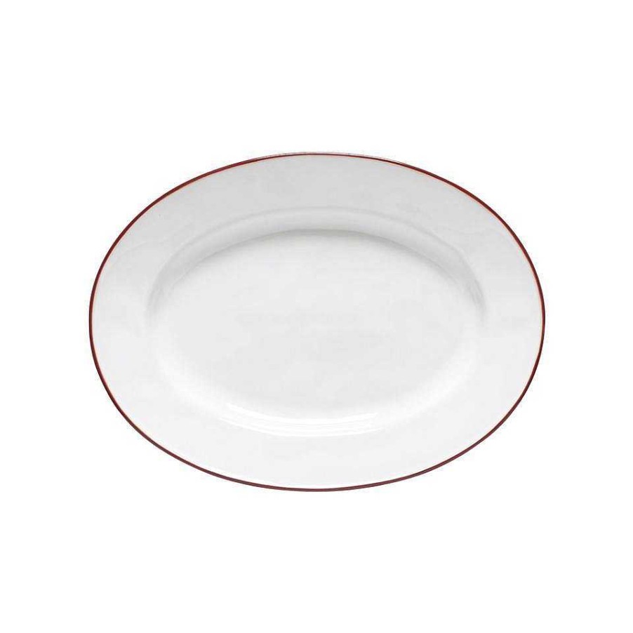 Table Relish Decor | Beja Medium Oval Platter - White Red