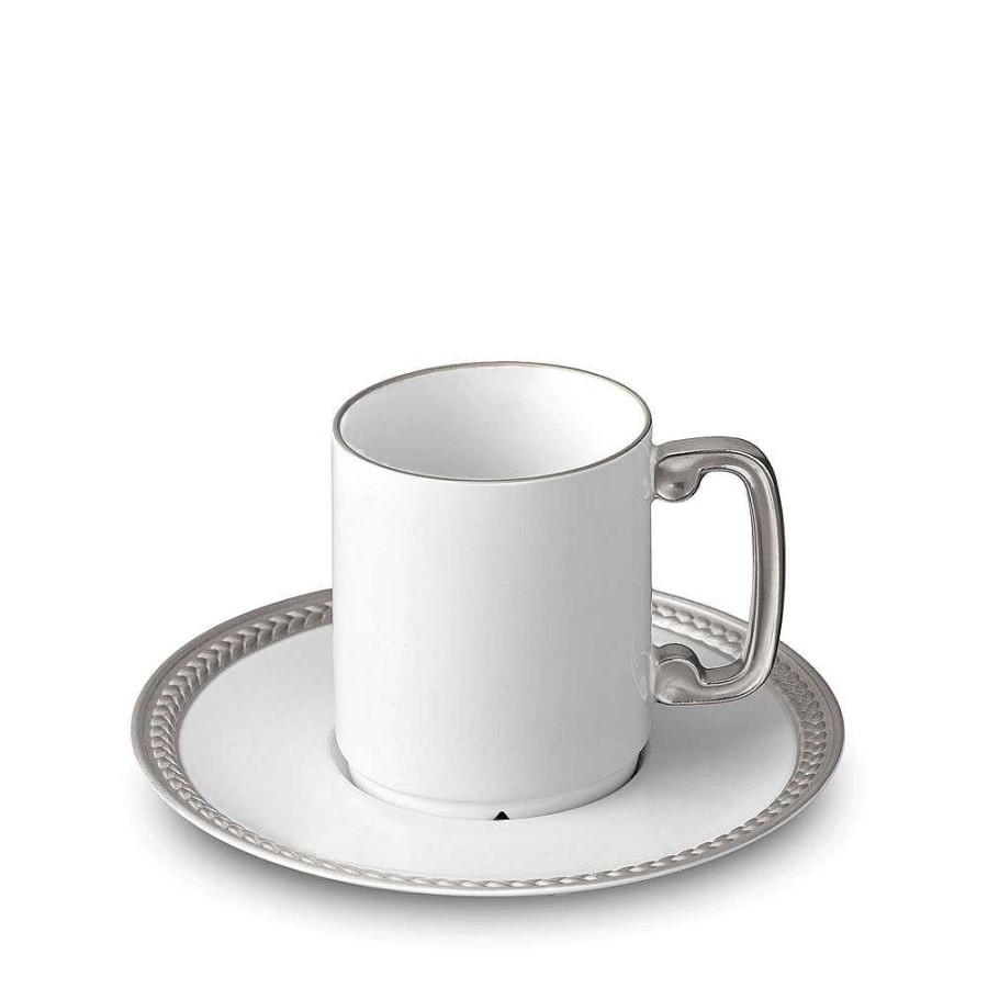 Table Relish Decor | Soie Tress E Espresso Cup & Saucer Set - Platinum