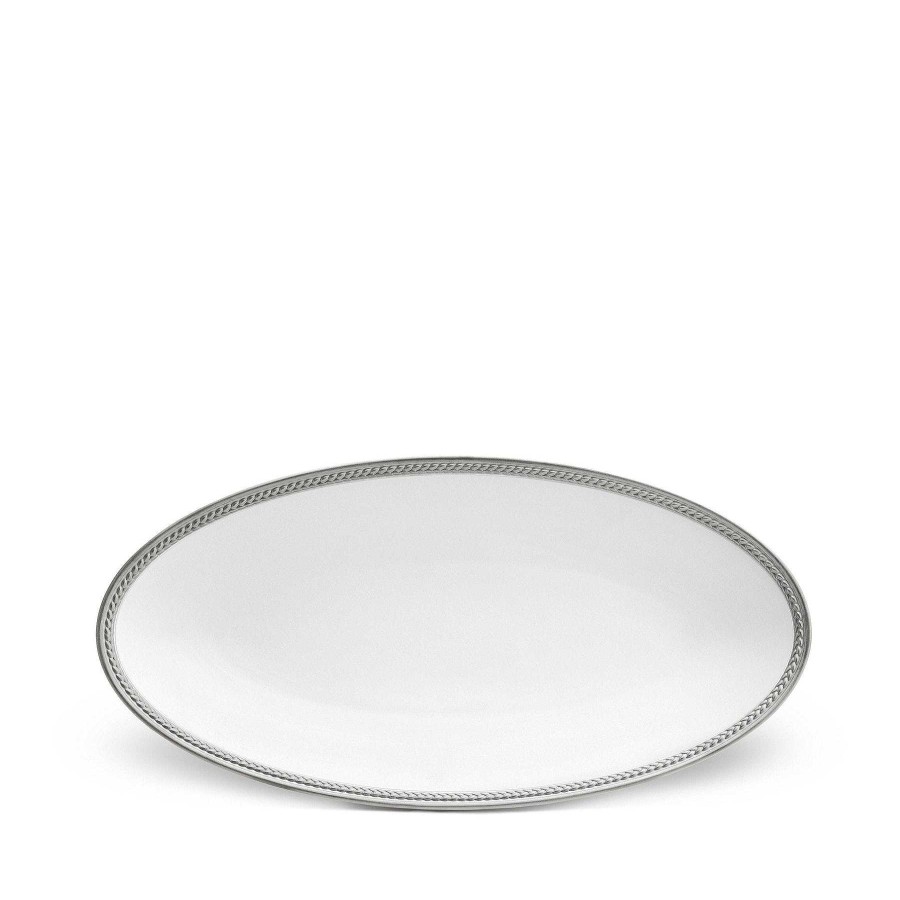 Table Relish Decor | Soie Tress E Small Oval Platter - Platinum