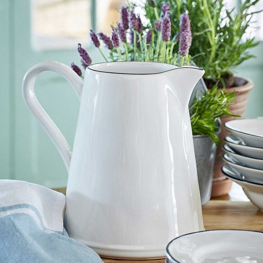 Table Relish Decor | Beja Pitcher - White Blue