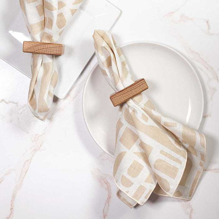 Table Relish Decor | Hand Printed Dinner Napkin Set - Sand