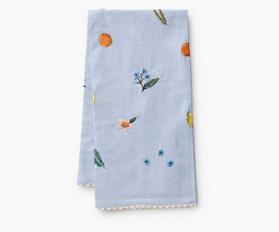 Kitchen Relish Decor | Rifle Paper Co Embroidered Tea Towel - Fruit Stand