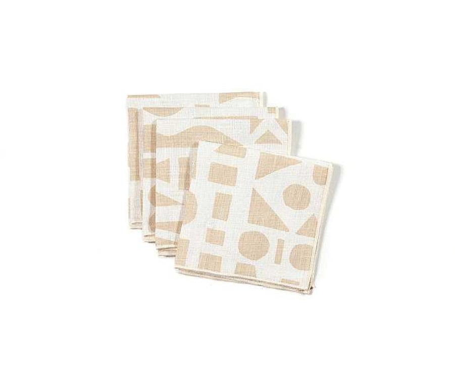 Table Relish Decor | Hand Printed Cocktail Napkin Set - Sand