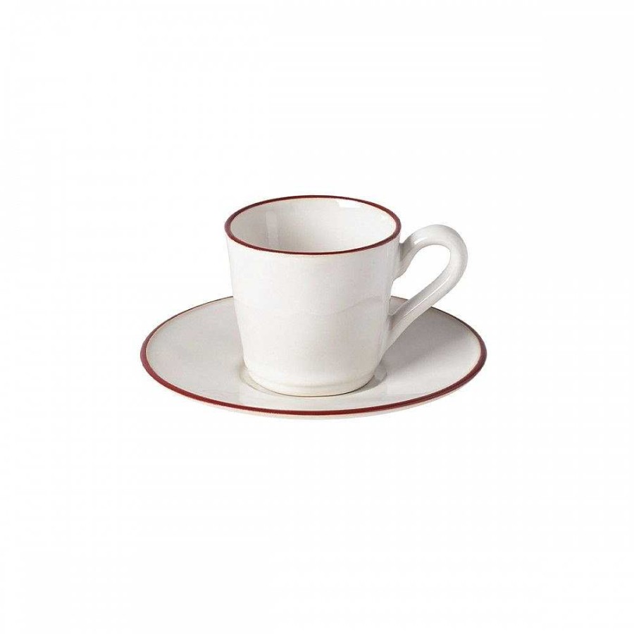 Table Relish Decor | Beja Tea Cup & Saucer Set - White Red