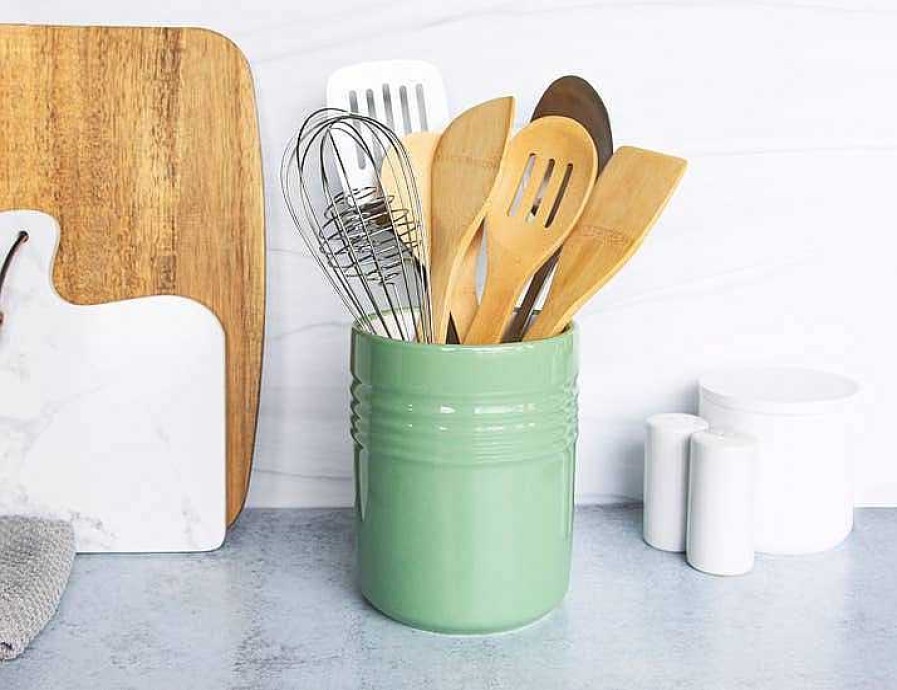 Kitchen Relish Decor | Ceramic Utensil Holder - Mint