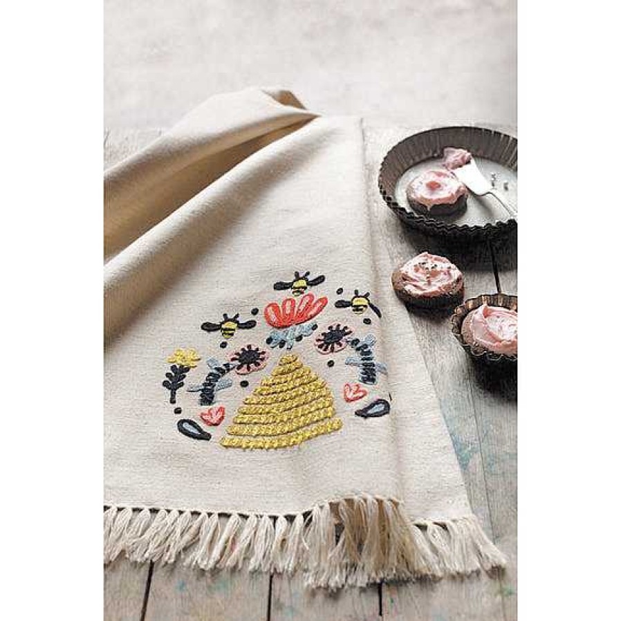 Kitchen Relish Decor | Frida Embroidered Tea Towel