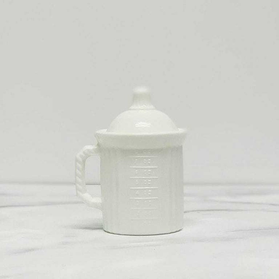 Kitchen Relish Decor | Measuring Jar With Lid - Milk White