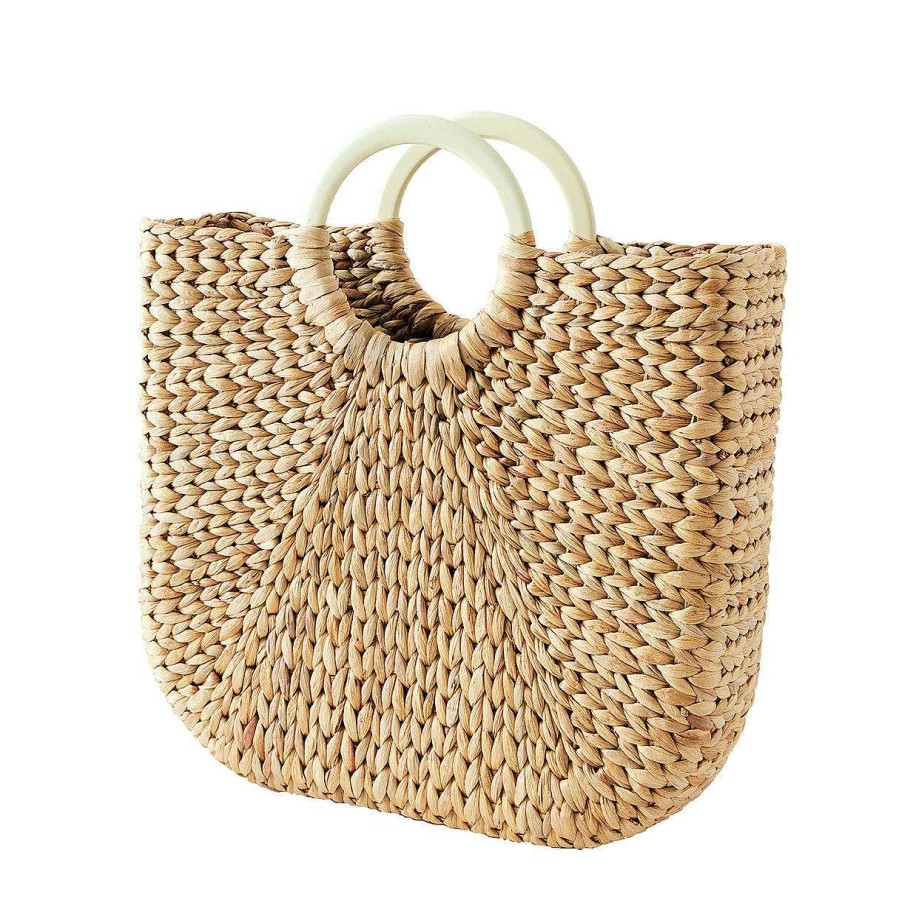 Kitchen Relish Decor | Large Demilune Basket Tote - Parchment