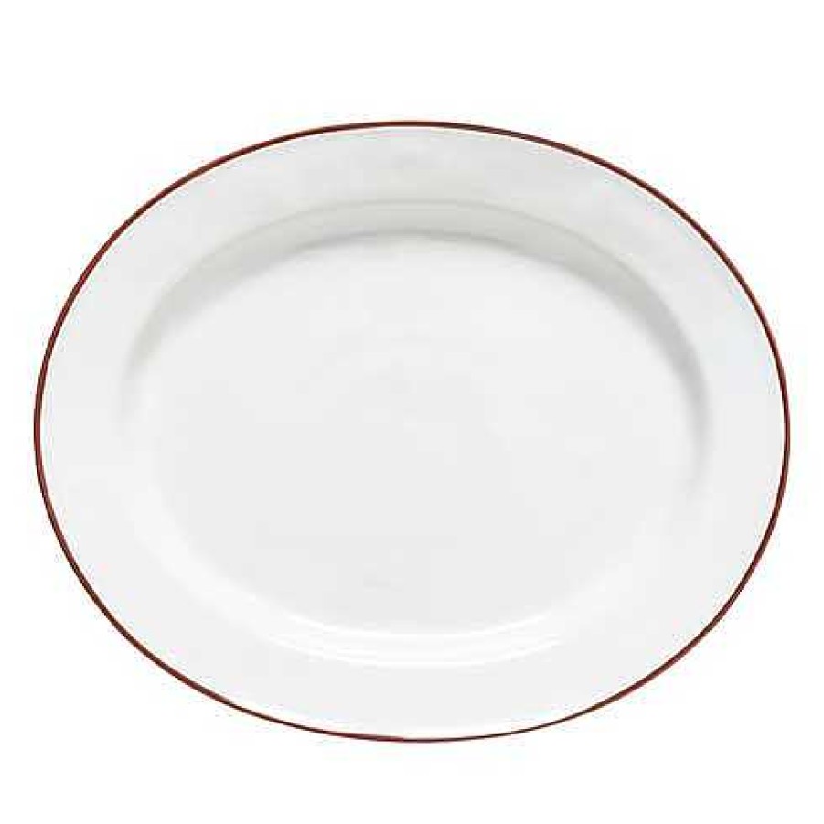 Table Relish Decor | Beja Large Oval Platter - White Red