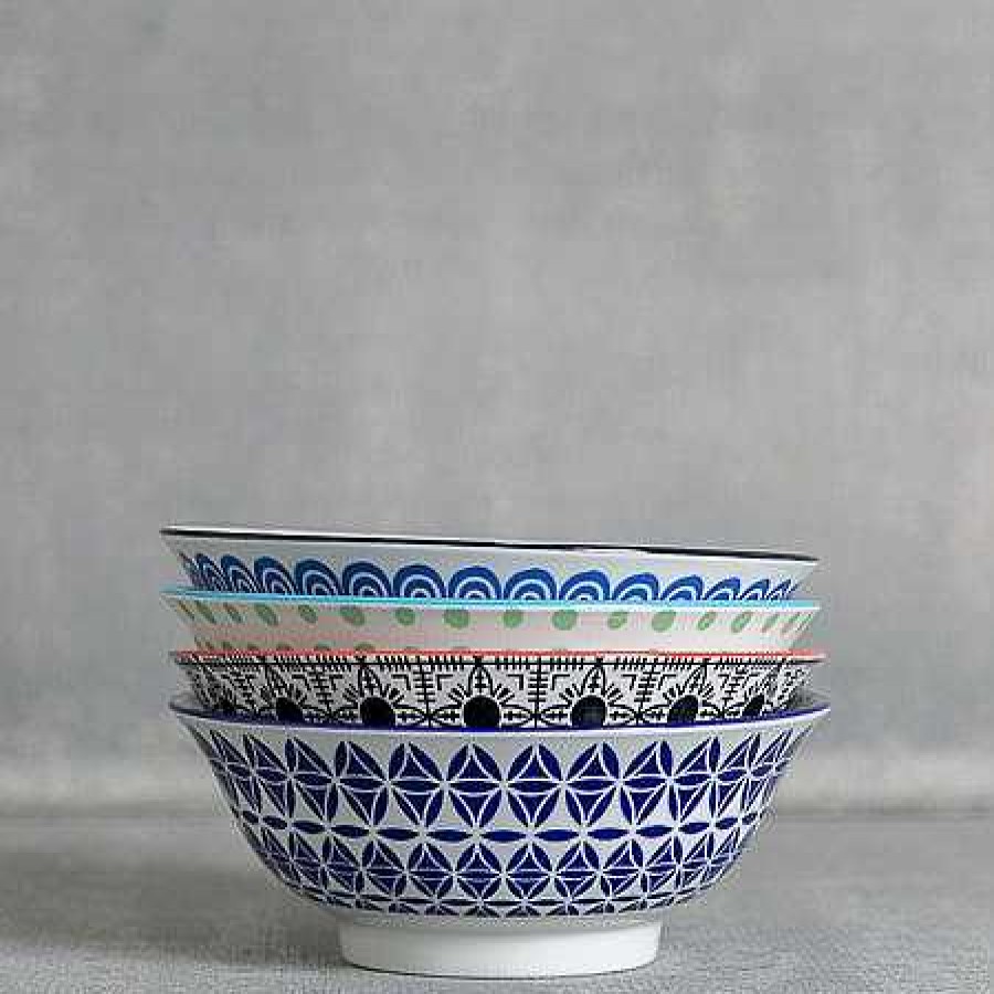 Table Relish Decor | Stamped Serving Bowl - Blue Geo