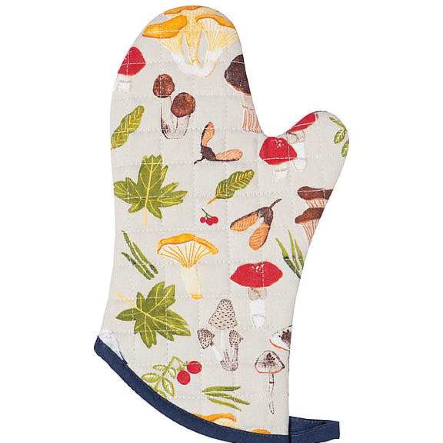 Kitchen Relish Decor | Pot Holder Oven Mitt Set - Field Mushrooms