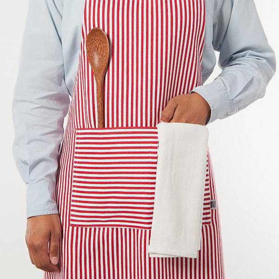 Kitchen Relish Decor | Chef Apron - Pinstripe Red