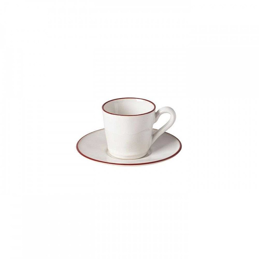 Table Relish Decor | Beja Coffee Cup & Saucer Set - White Red