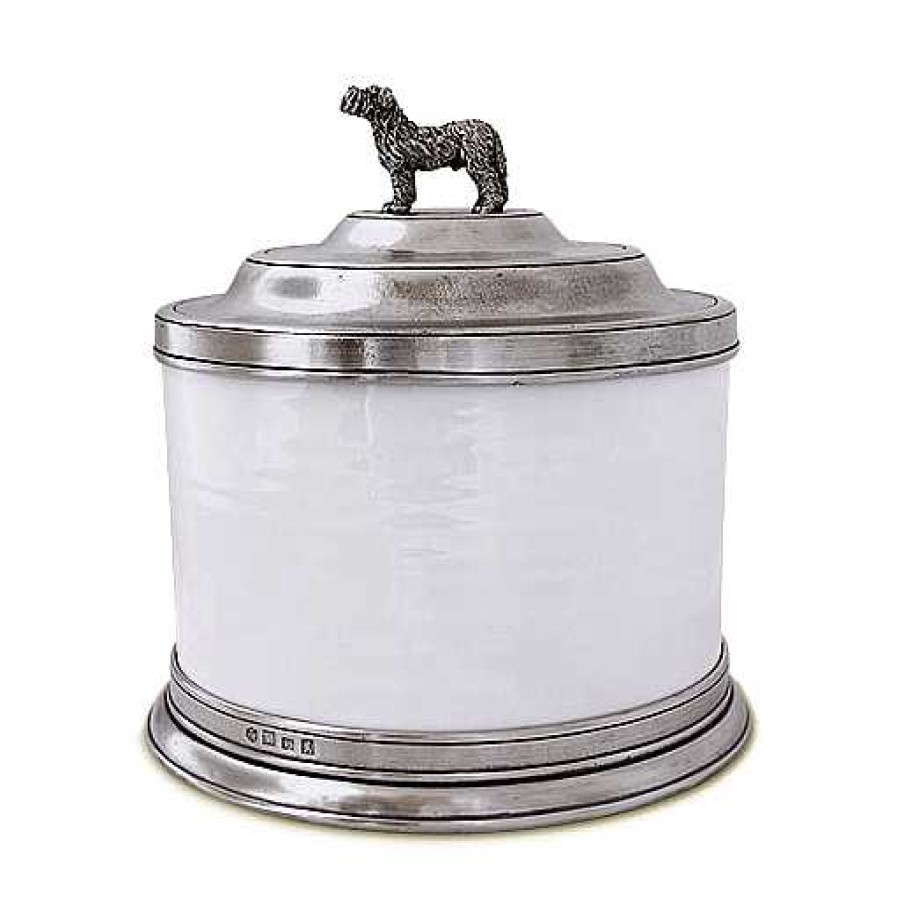 Kitchen Relish Decor | Match Pewter Convivio Cookie Jar With Dog Finial