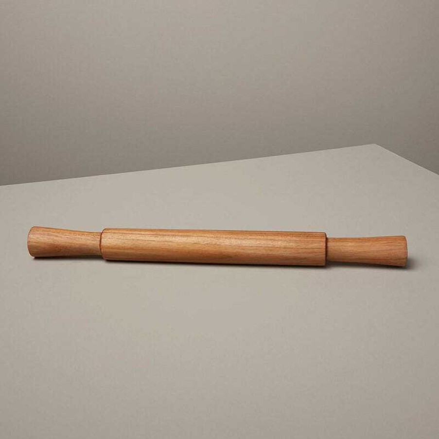 Kitchen Relish Decor | Teak Rolling Pin With Handles