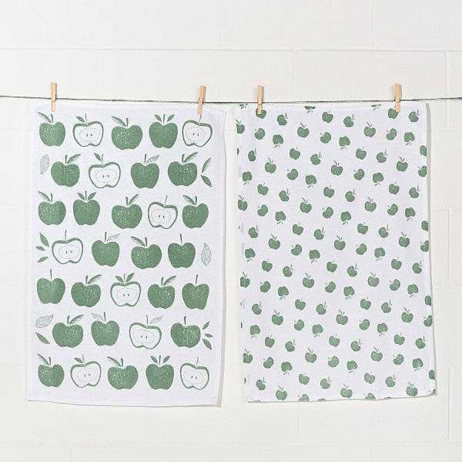 Kitchen Relish Decor | Color Center Floursack Set - Green Apples