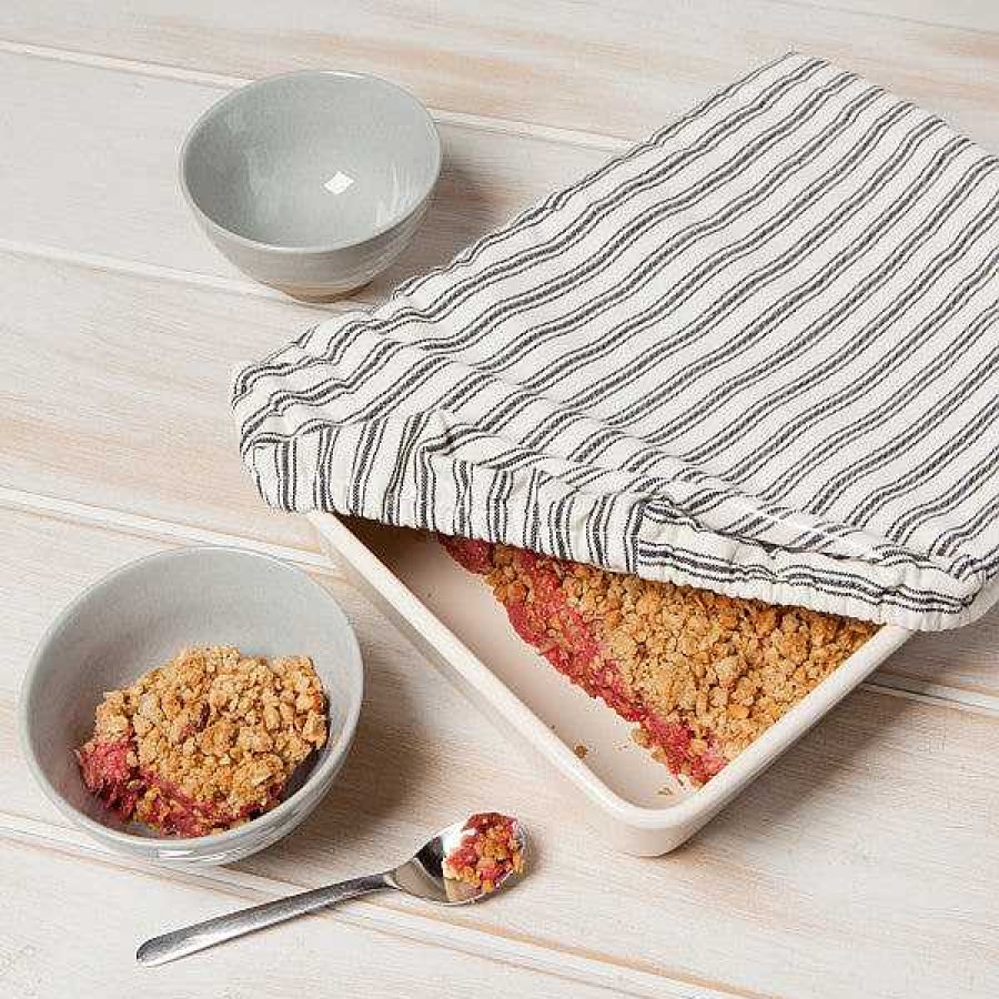 Kitchen Relish Decor | Baking Dish Cover - Ticking Stripe