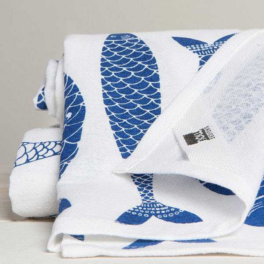 Kitchen Relish Decor | Color Center Floursack Set - Blue Fish