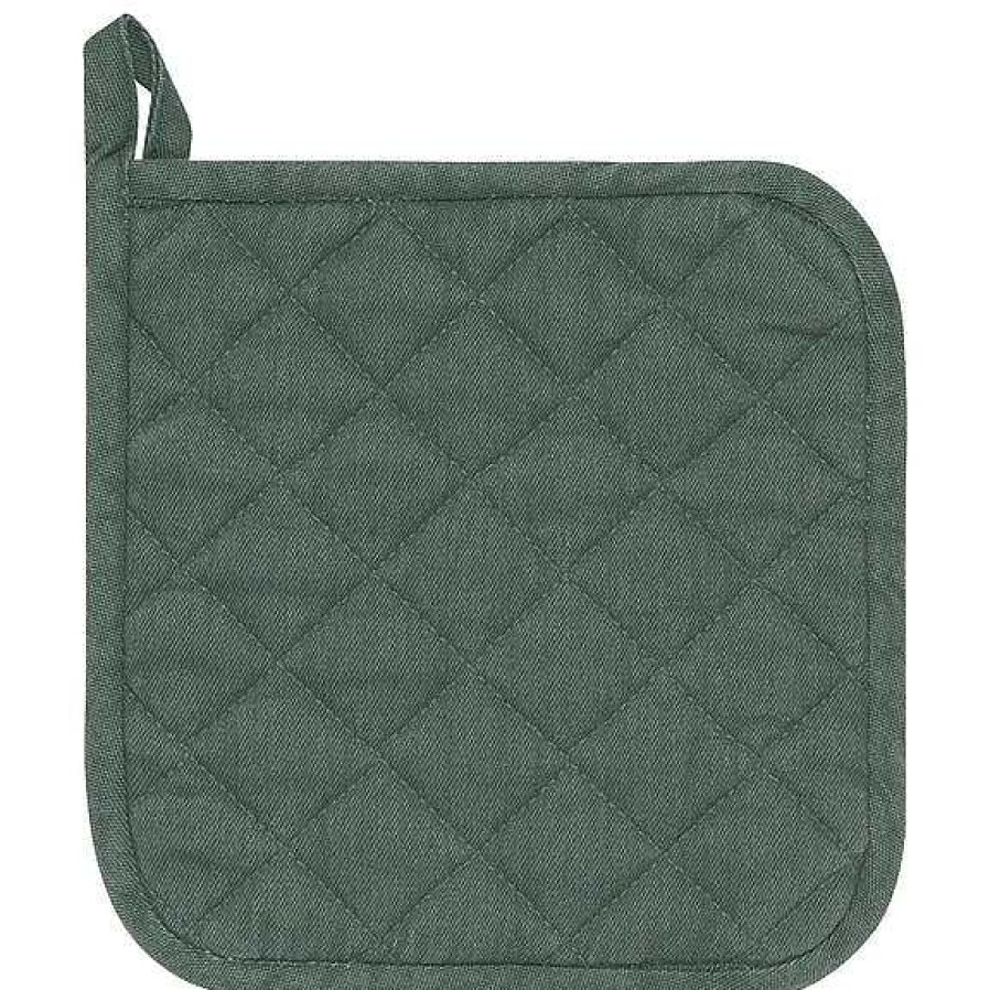 Kitchen Relish Decor | Pot Holder Oven Mitt Set - Jade Green