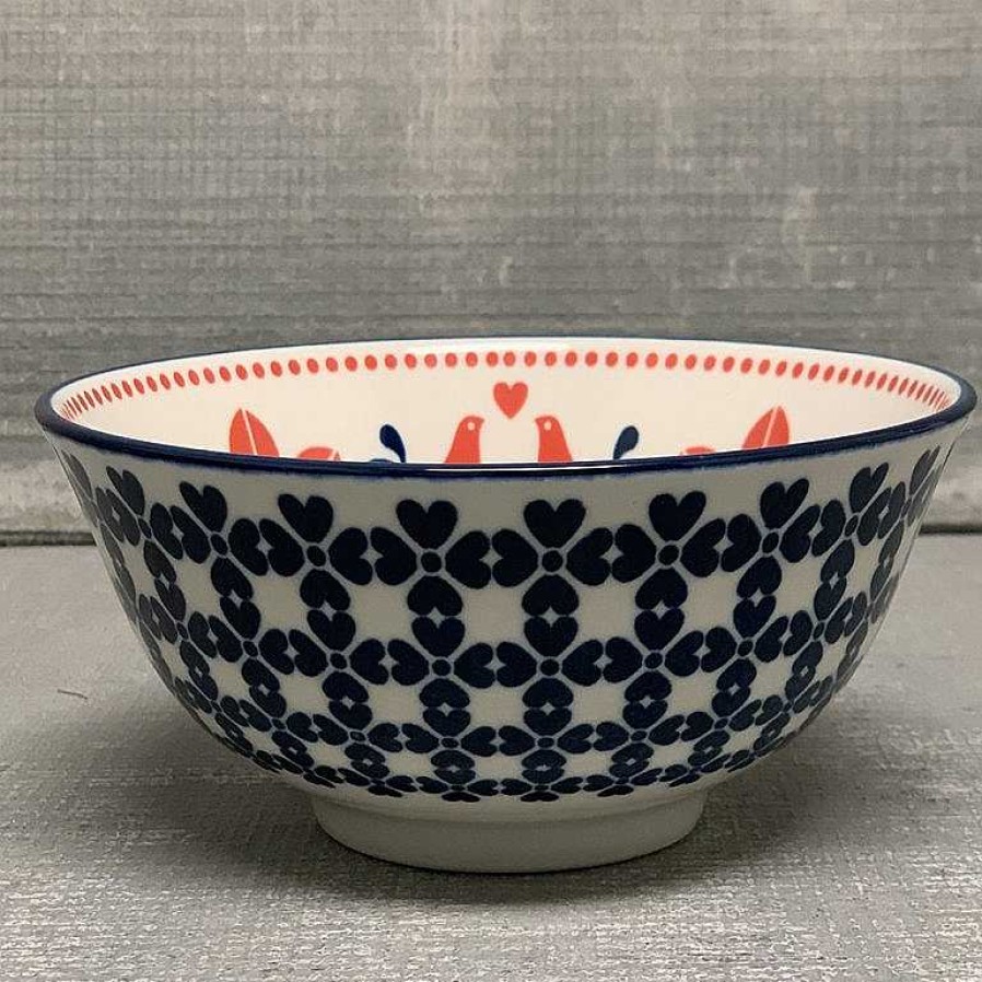 Kitchen Relish Decor | Stamped Bowl - Navy Bird