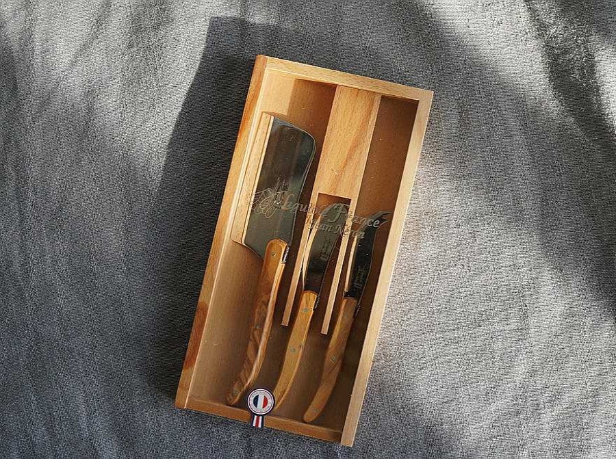 Kitchen Relish Decor | Laguiole Large Cheese Set - Olivewood