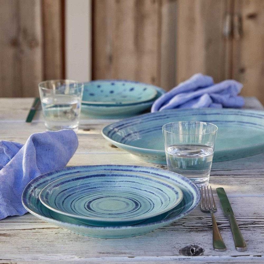 Table Relish Decor | Nantucket Oval Platter - Aqua