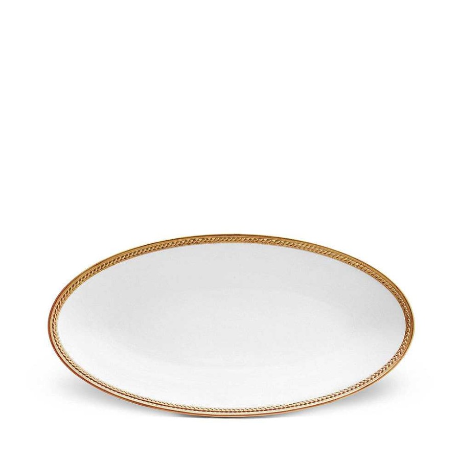 Table Relish Decor | Soie Tress E Small Oval Platter - Gold