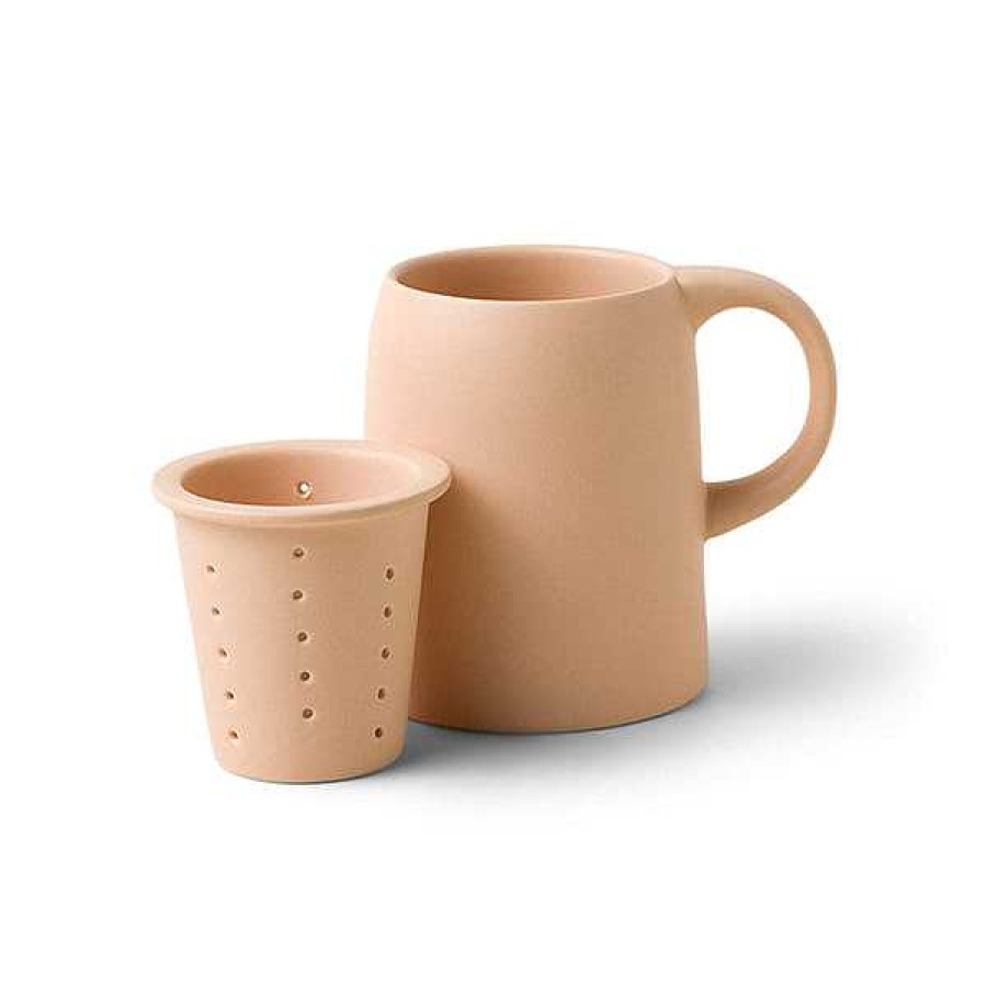 Kitchen Relish Decor | Ceramic Tea Infuser Mug - Blush Pink