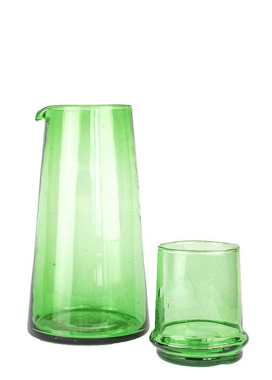 Table Relish Decor | Small Tapered Beldi Carafe - Green