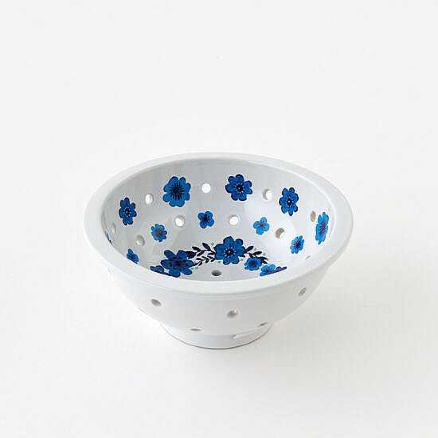 Kitchen Relish Decor | Blue And White Floral Colander