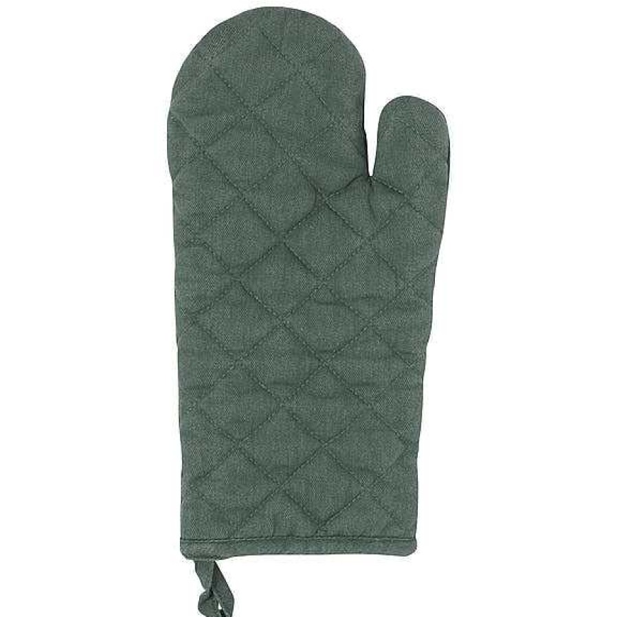 Kitchen Relish Decor | Pot Holder Oven Mitt Set - Jade Green