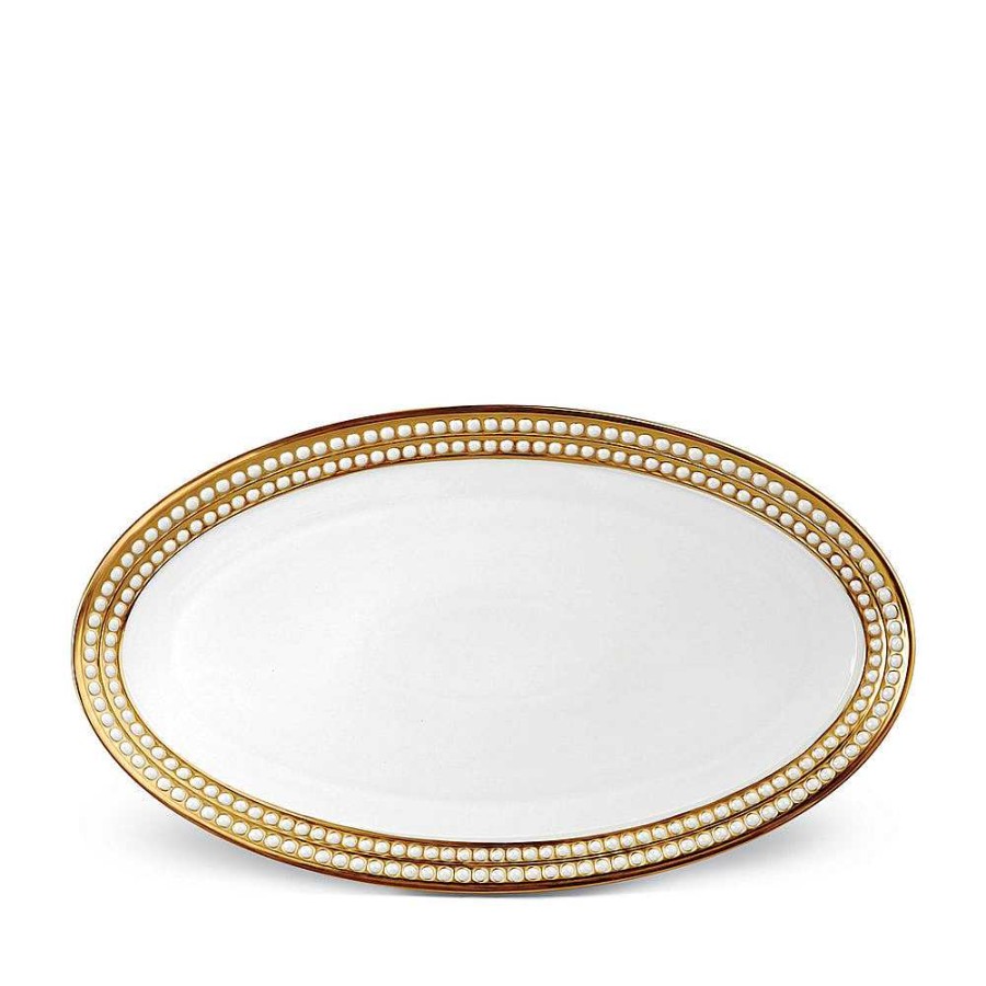 Table Relish Decor | Perl E Large Oval Platter - Gold