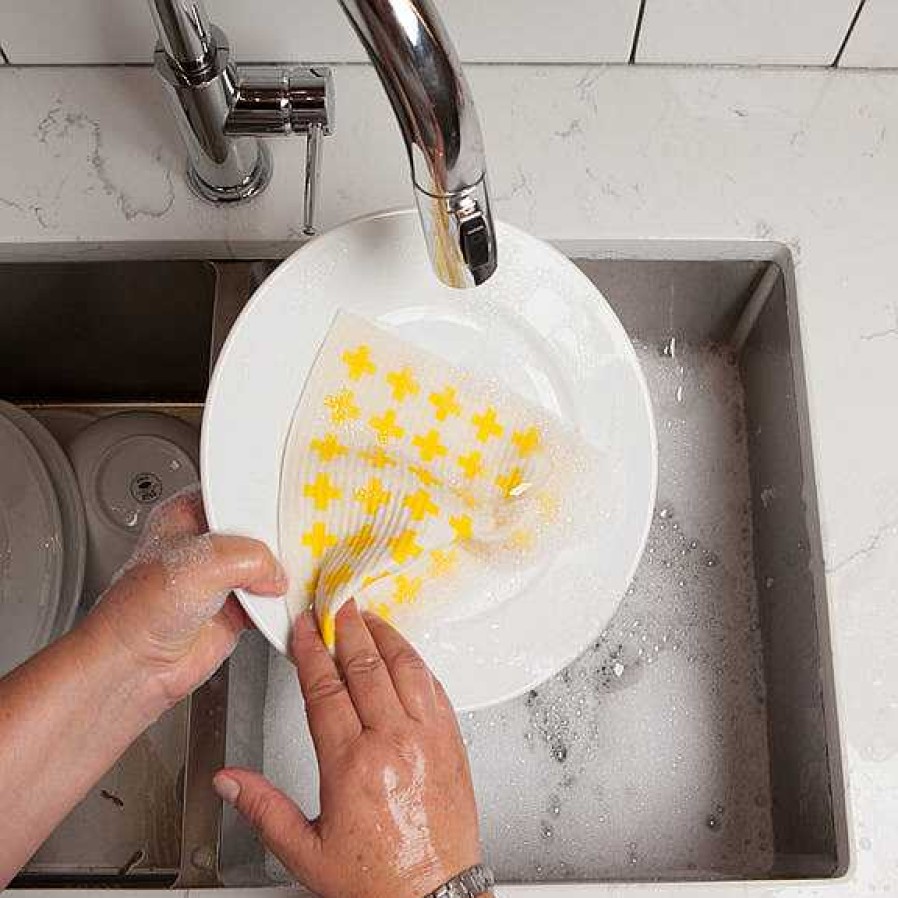 Kitchen Relish Decor | Swedish Dishcloth - Yellow Plus Sign