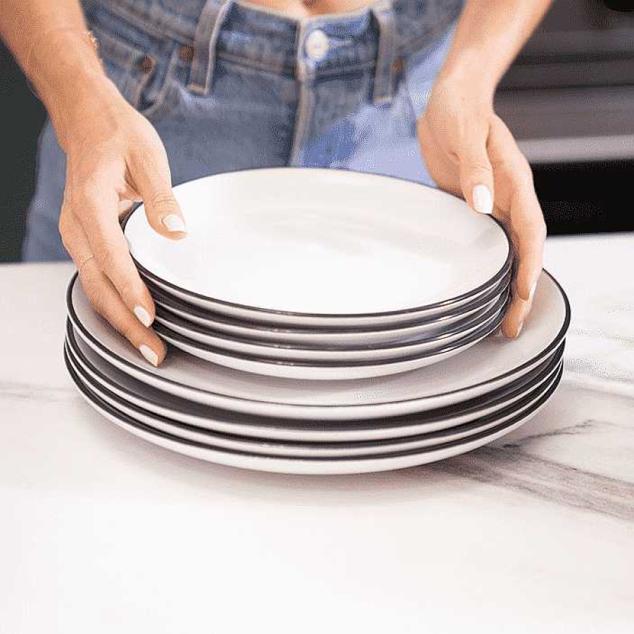 Table Relish Decor | Big Plate Set - Navy Stripe