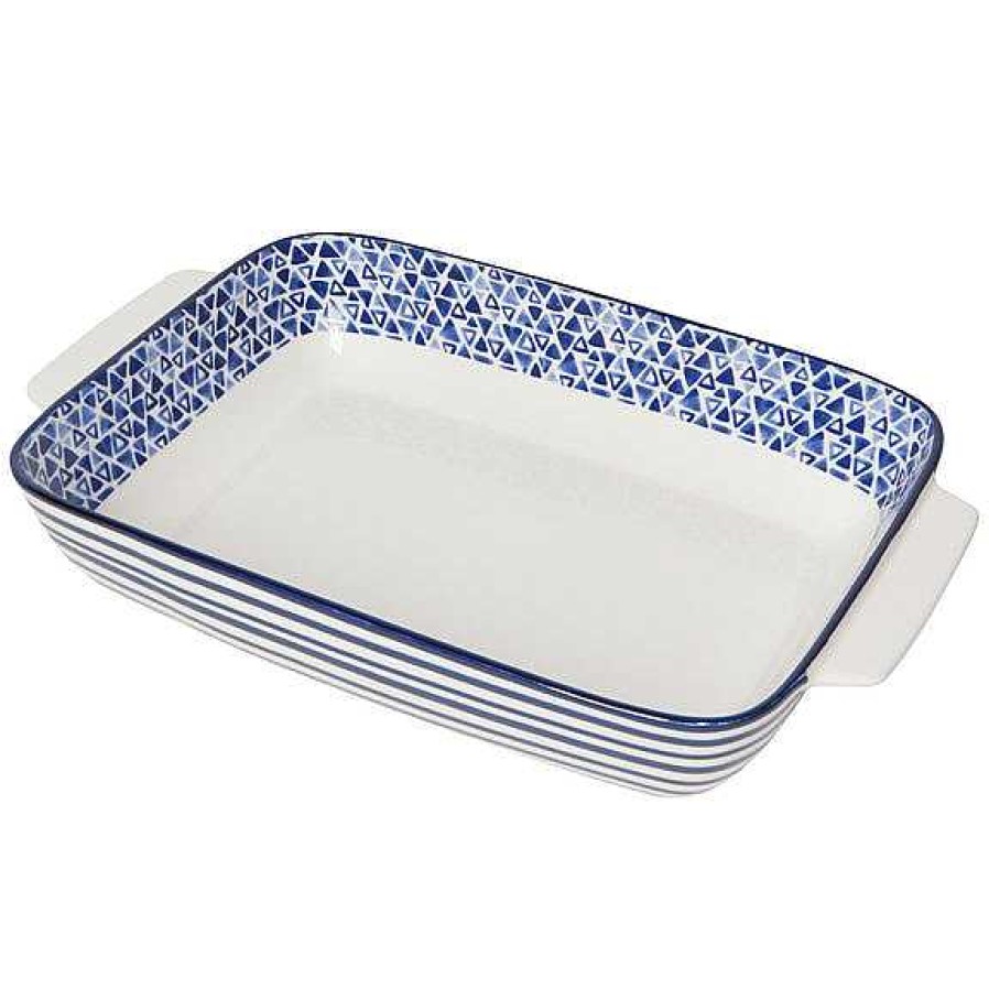 Kitchen Relish Decor | Indigo Triangles Baking Dish