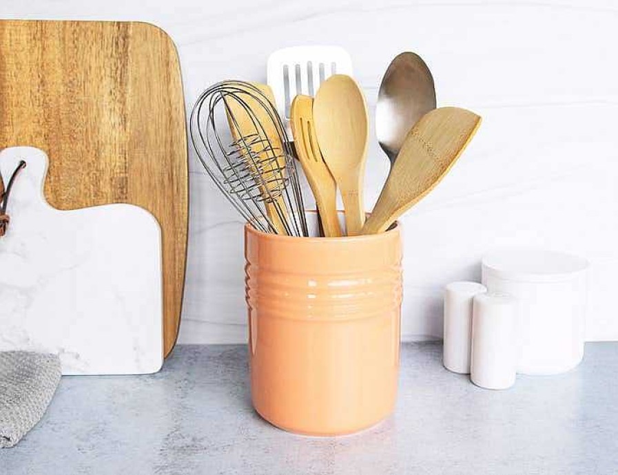 Kitchen Relish Decor | Ceramic Utensil Holder - Coral