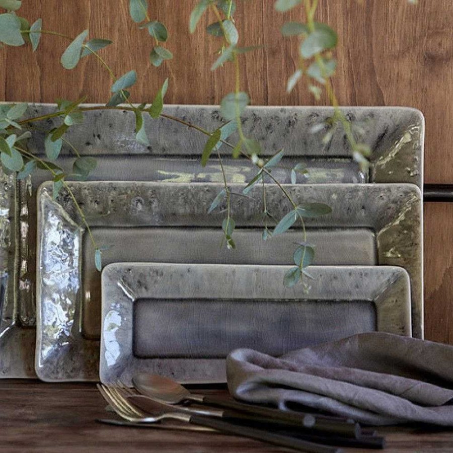 Table Relish Decor | Madeira Large Rectangular Tray - Grey