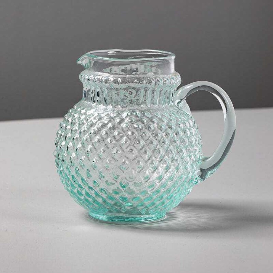 Table Relish Decor | Recycled Glass Quilted Globe Pitcher