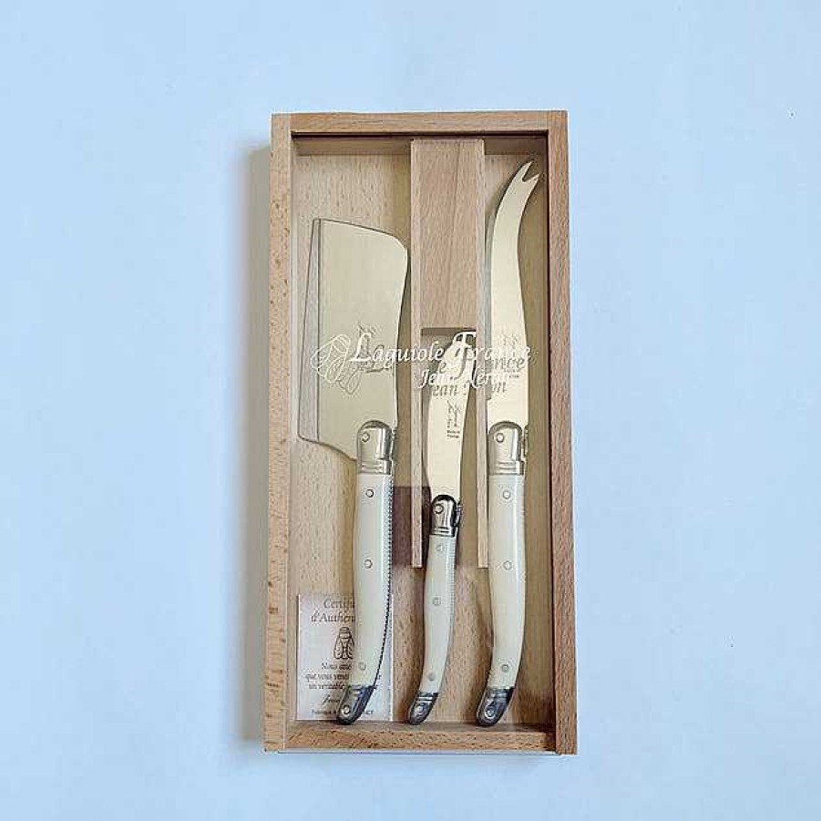 Kitchen Relish Decor | Laguiole Large Cheese Set - Ivory