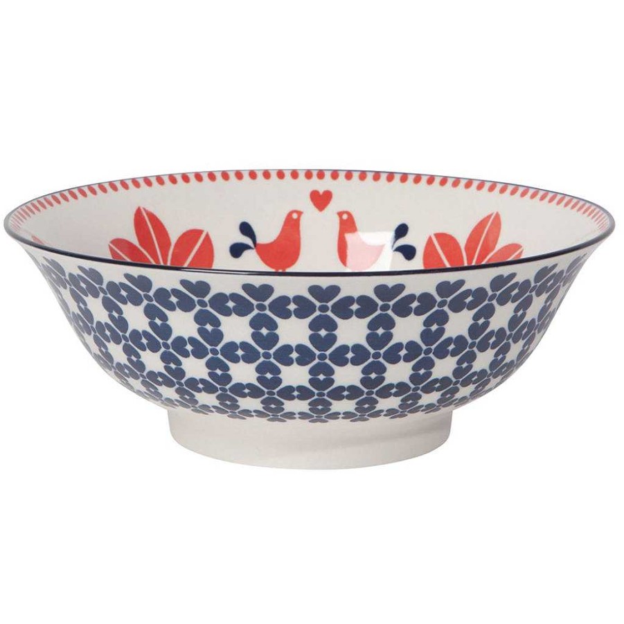 Table Relish Decor | Stamped Serving Bowl - Navy Bird