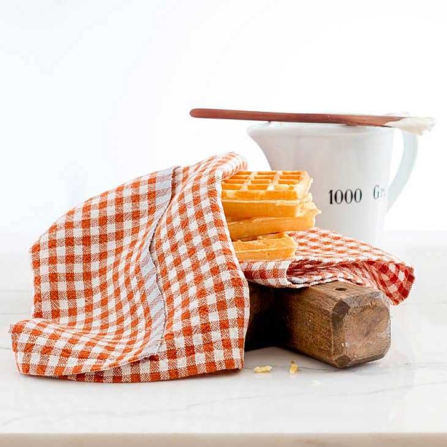 Table Relish Decor | Two-Tone Gingham Napkins - Cognac / Blue