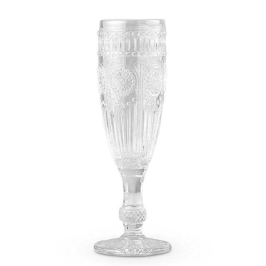 Table Relish Decor | Pressed Glass Champagne Flute - Clear